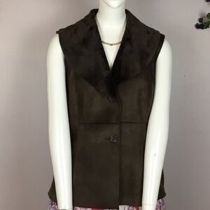 RUBY RD Faux Suede & Fur Vest Brown Medium